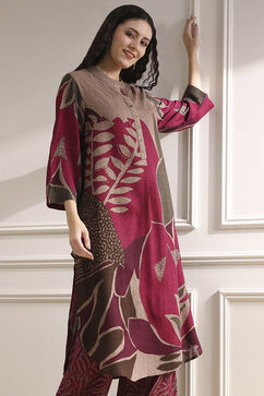 Berry Printed Straight Kurta Set image number 7