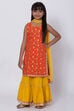 Orange Cotton Garara Kurta Sharara Suit Set image number 0