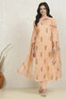 Peach Cotton Hand Block Print Unstitched Suit Set image number 7