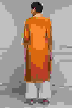 Mustard Yellow Viscose Rayon Straight Solid Kurta image number 3