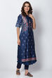 Indigo Cotton Straight Printed Kurta image number 2