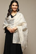 Off White Cotton Blend Printed Dupatta image number 1