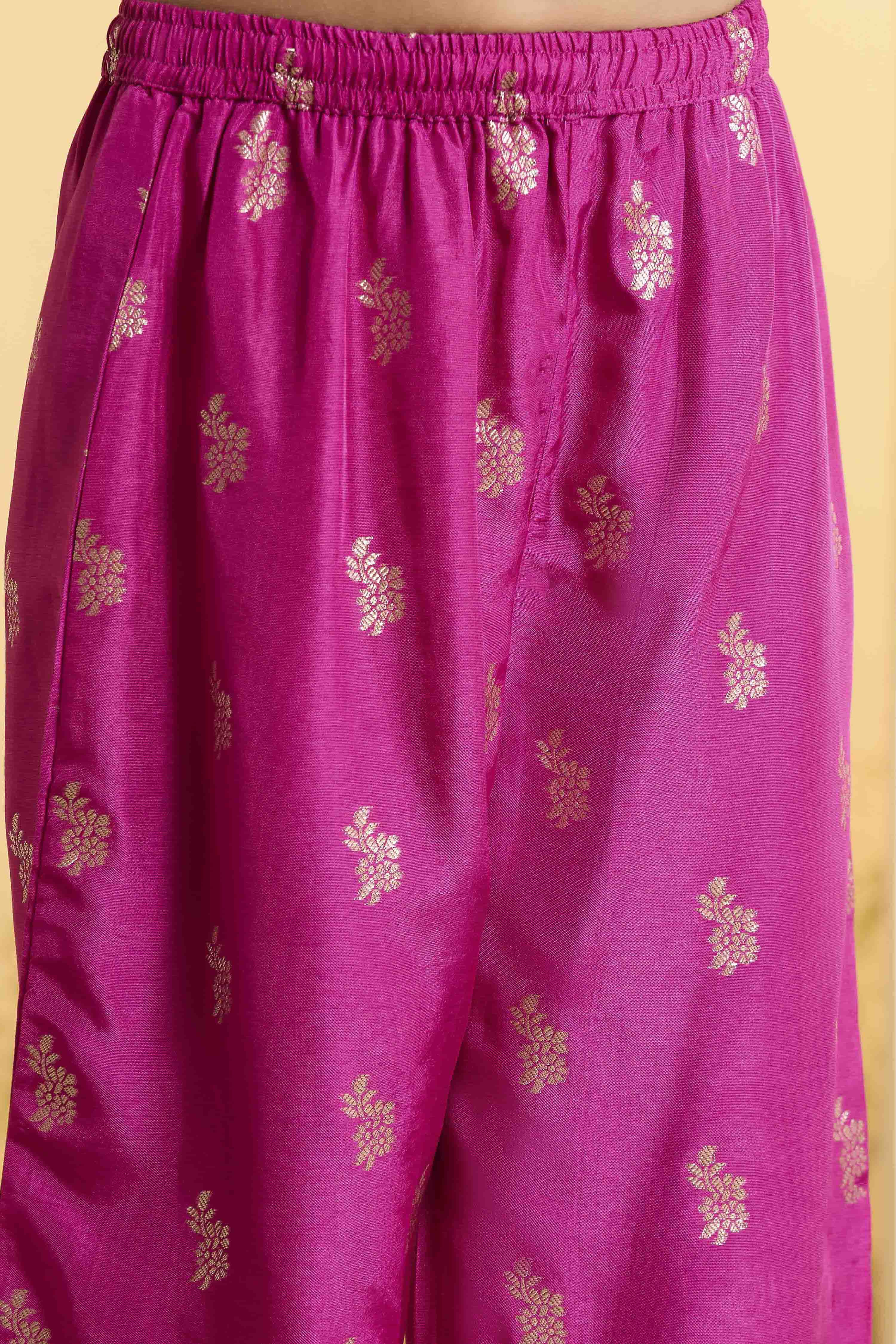 Purple Printed Straight Kurta Set image number 2