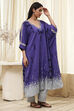 Blue Printed Kaftan-Style Kurta Set image number 5