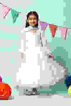 Off White Nylon Kalidar Kurta Salwar Suit Set image number 7