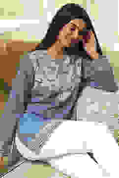 Blue Printed Straight Short Kurta image number 0