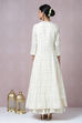 Off White Cotton Fusion Wear 3 Piece Set image number 6