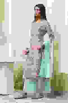 Sea Green Printed Straight Suit Set image number 3