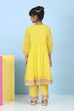 Yellow Cotton Solid Kalidar Suit Set image number 4