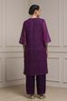 Purple Viscose Straight Printed Suit Set image number 4