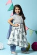 Off White Cotton Gathered Kurta Slim Pants Suit Set image number 7