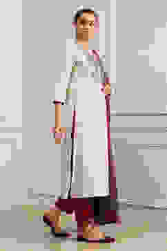 Beige Cotton Machine Embroidered Unstitched Suit Set image number 6