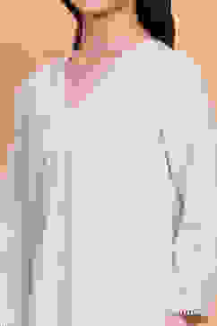 Off-White Embroidered Straight Suit Set image number 1