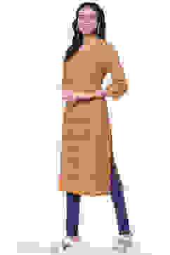 Orange Cotton A-Line Kurta image number 2