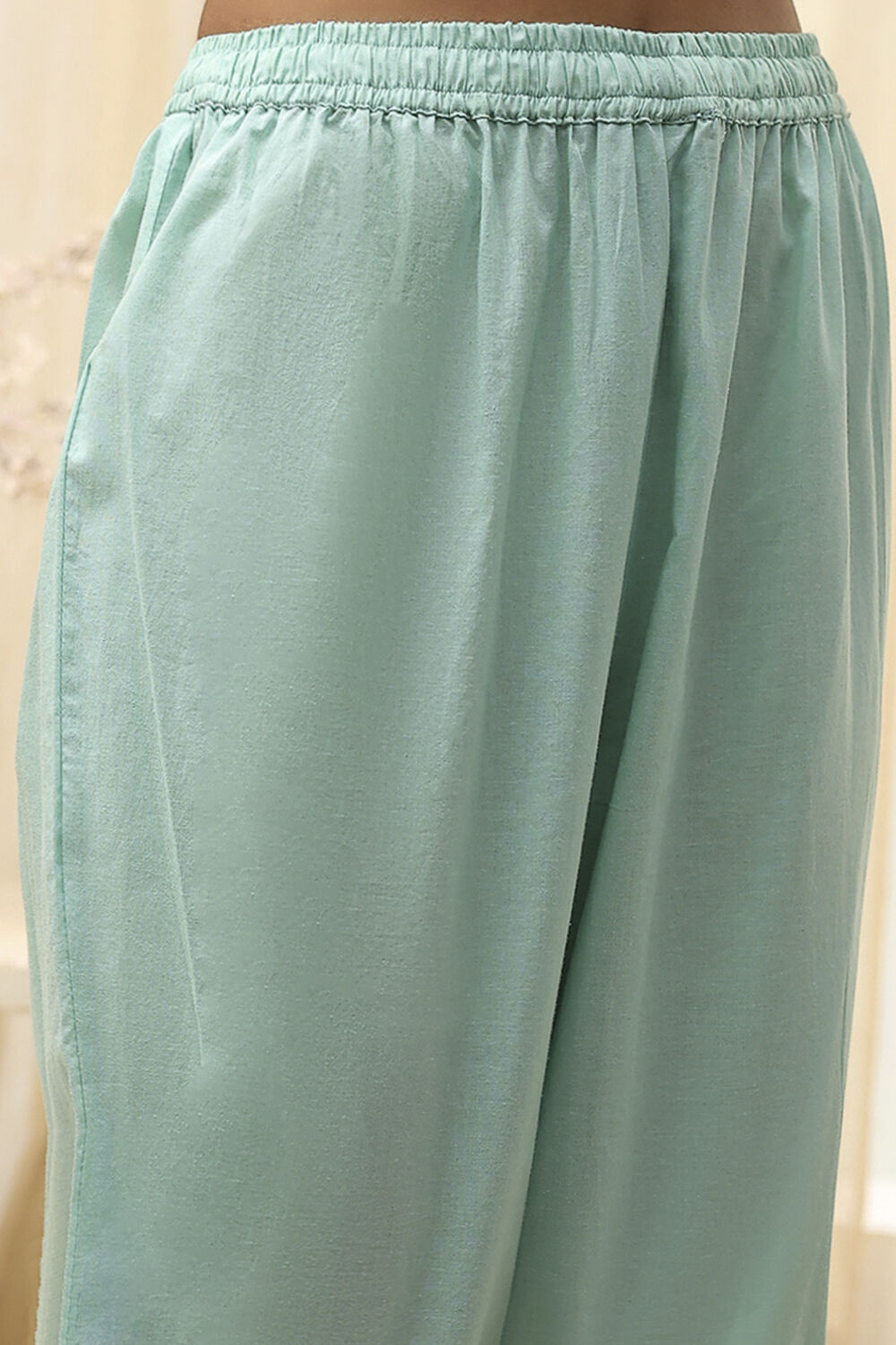 Aqua Cotton Embroidered Straight Kurta Set image number 2