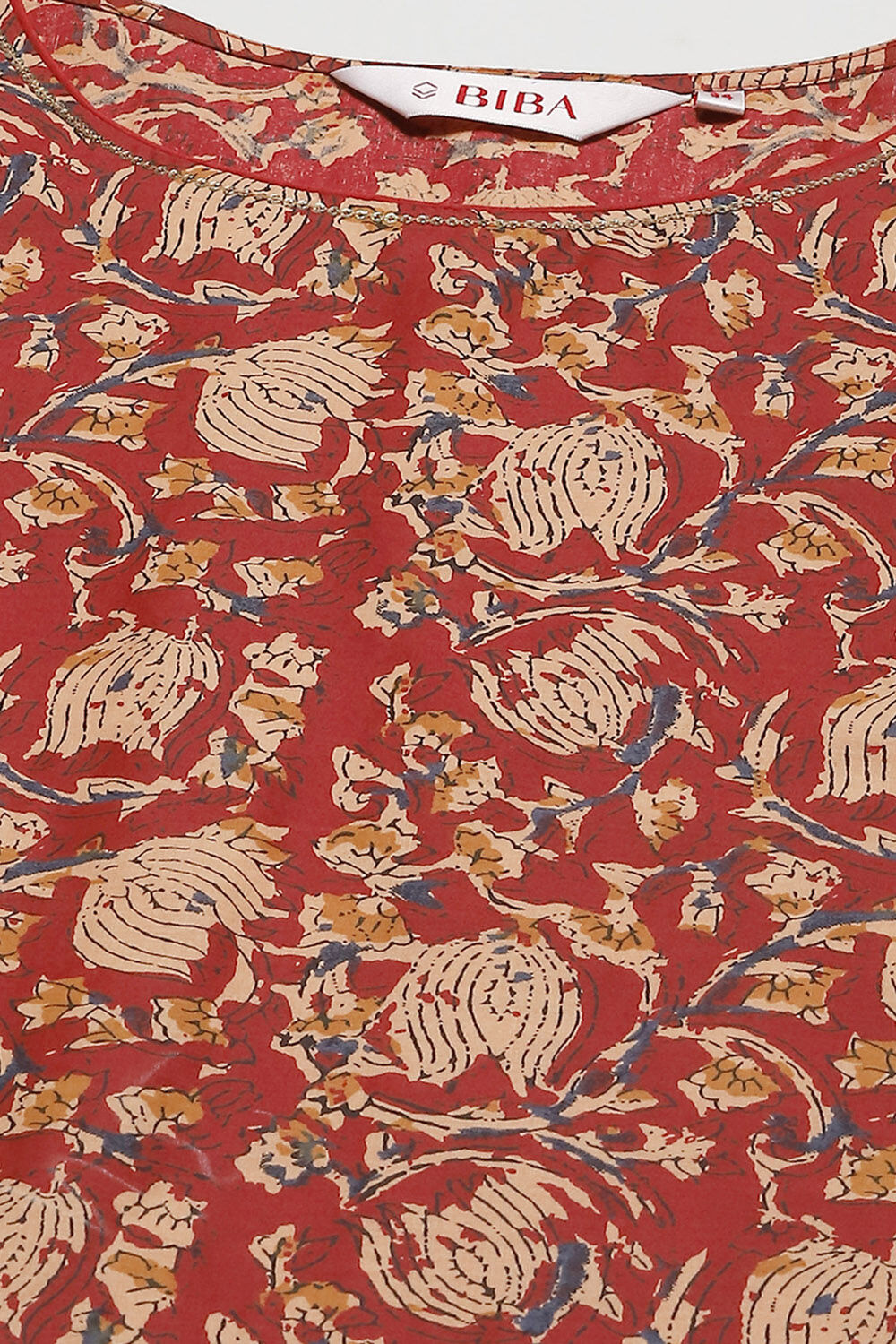 Red Cambric Fitted Kurta Churidar Suit Set image number 1