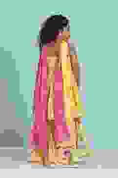 Yellow Cotton Printed Peplum Suit Set image number 4