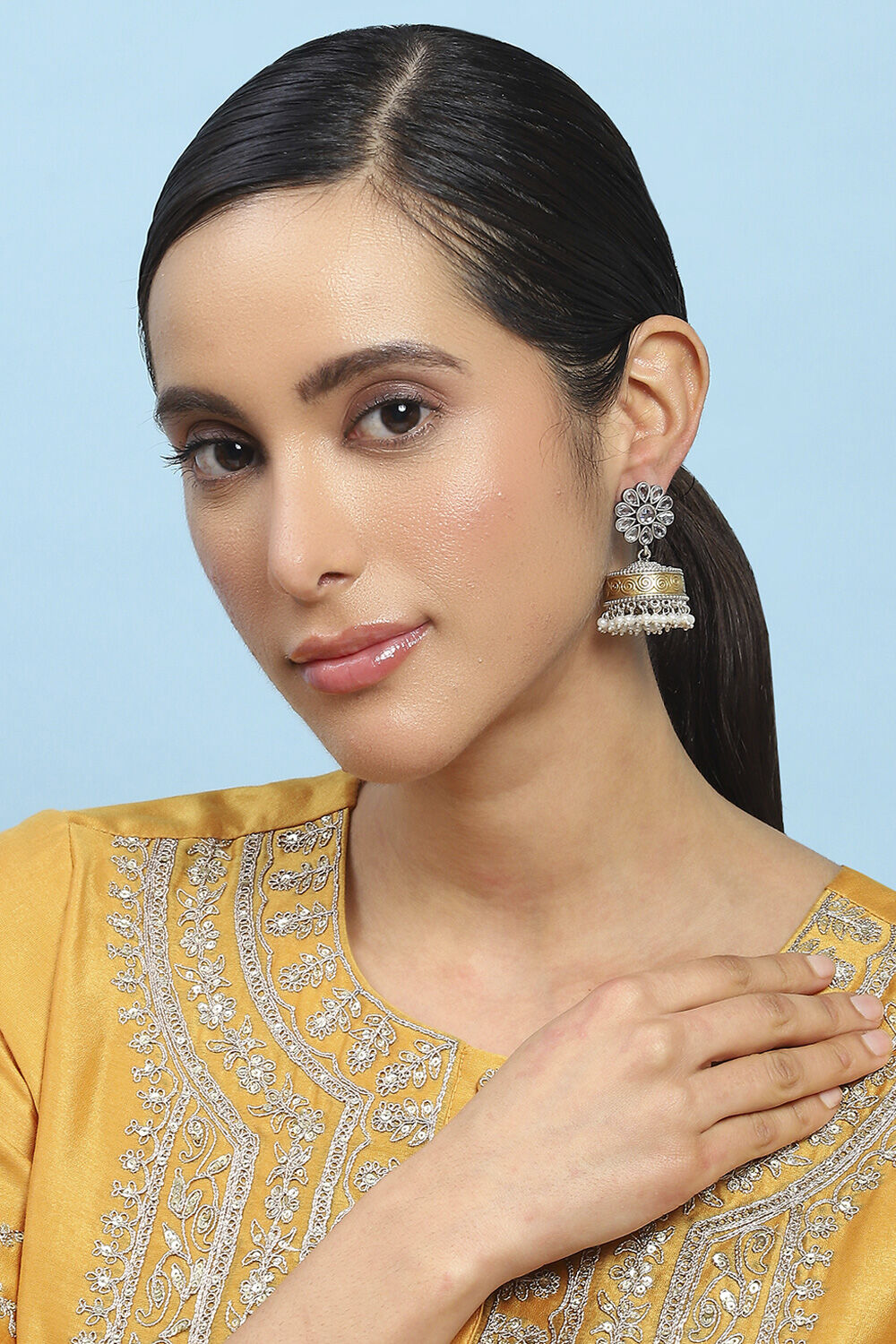 White Brass Jhumka image number 3