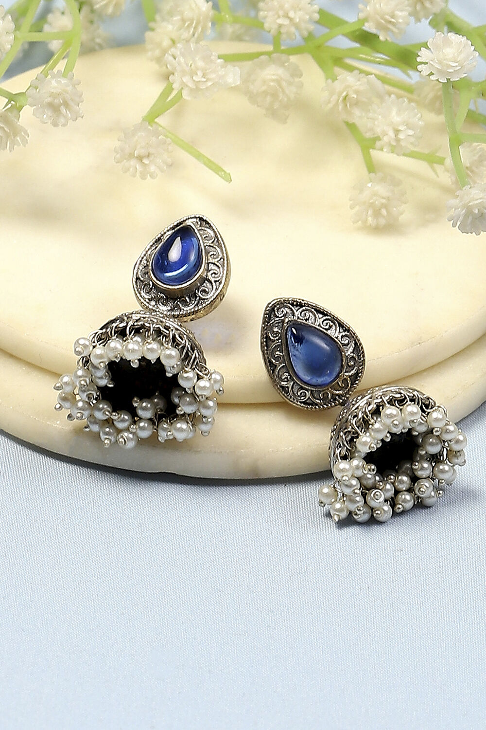 Navy Brass Jhumka image number 0