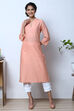 Peach Cotton Flax Kurta