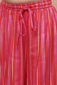 Yellow and Pink Viscose Blend Floral Straight Suit Set image number 2