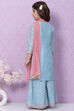 Blue Art Silk Straight Kurta Sharara Suit Set image number 4