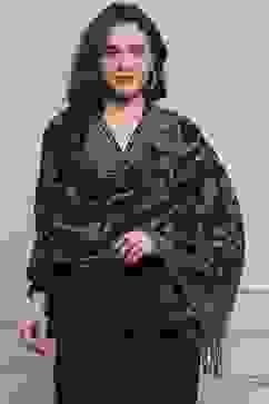 Black Yarn-Dyed Printed Winter Stole image number 2