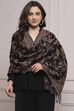 Black Yarn-Dyed Printed Winter Stole image number 2