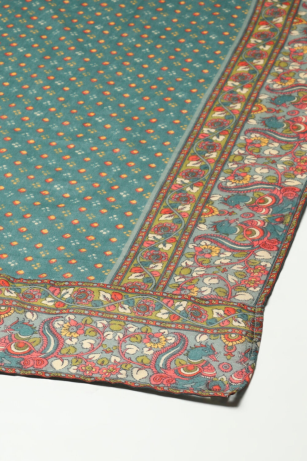 Sap Green Cotton Anarkali Kurta Churidar Suit Set image number 3