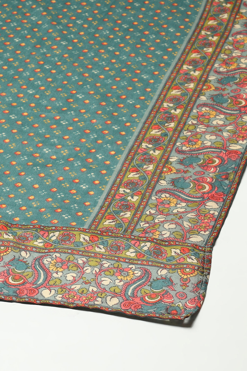 Sap Green Cotton Anarkali Kurta Churidar Suit Set image number 3