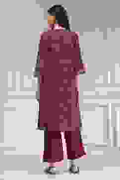 Rust and Blue Cotton Printed A-Line Suit Set image number 4