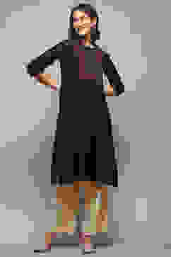 Charcoal Cotton Blend Straight Kurta image number 0