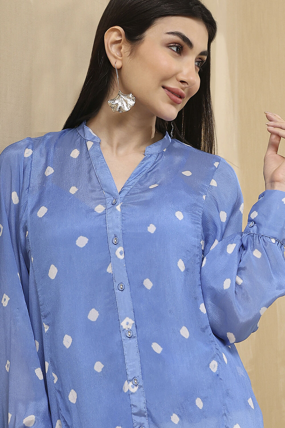 Blue Printed Straight Shirt image number 1