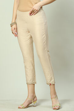 Gold Art Silk Cotton Narrow Pant image number 2