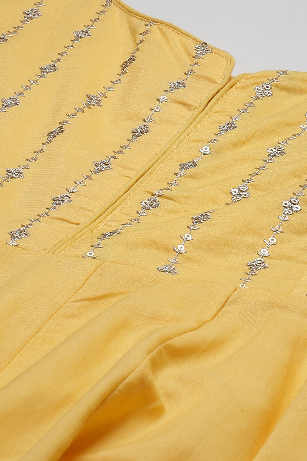 Yellow Cotton Anarkali Suit image number 1