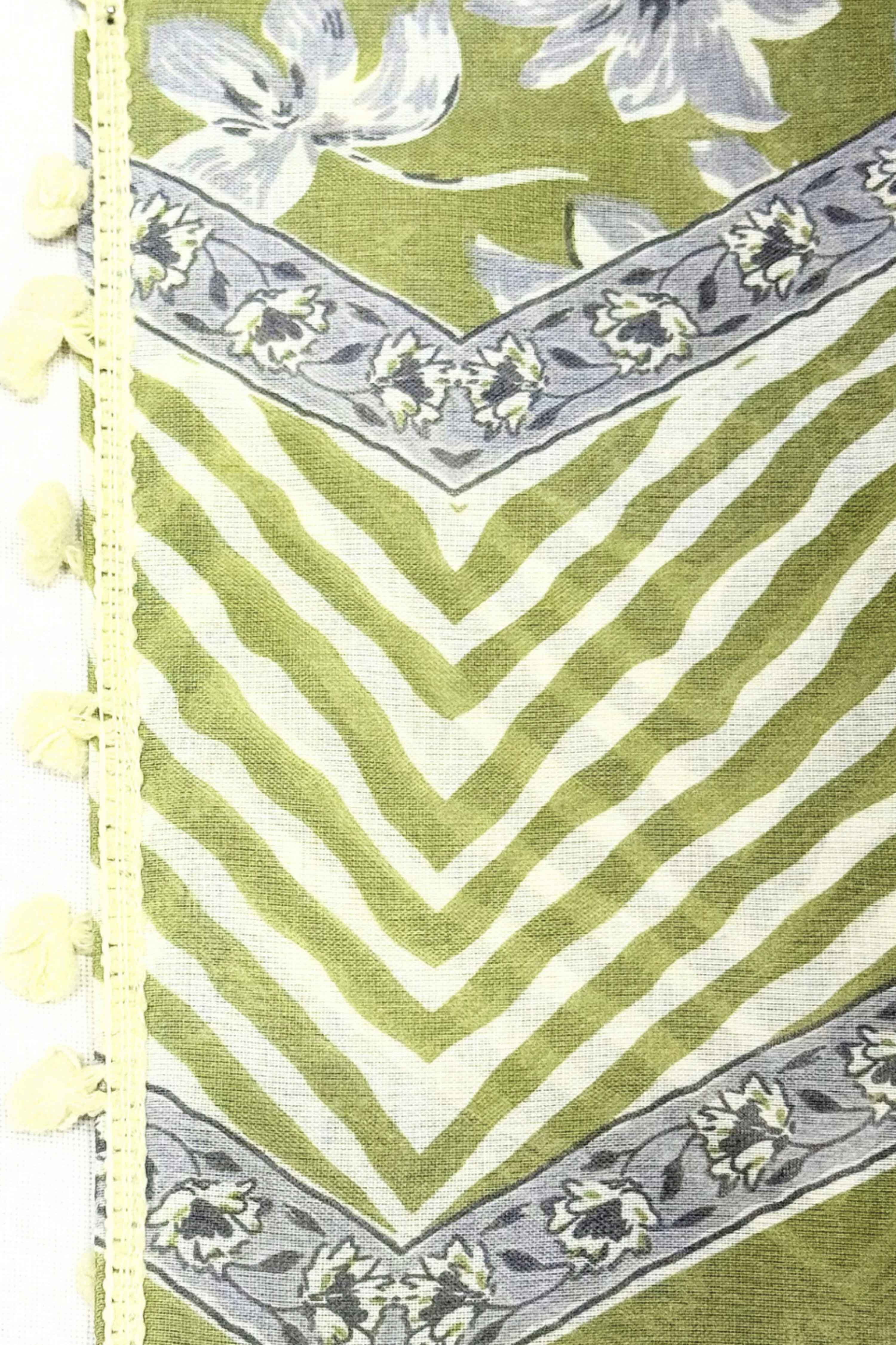 Green Cotton Printed Unstitched Suit Set image number 3