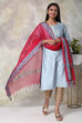 Pink And Grey Art Silk Yarndyed Dupatta image number 0