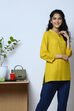 Black Cotton Flax Solid Kurti image number 2