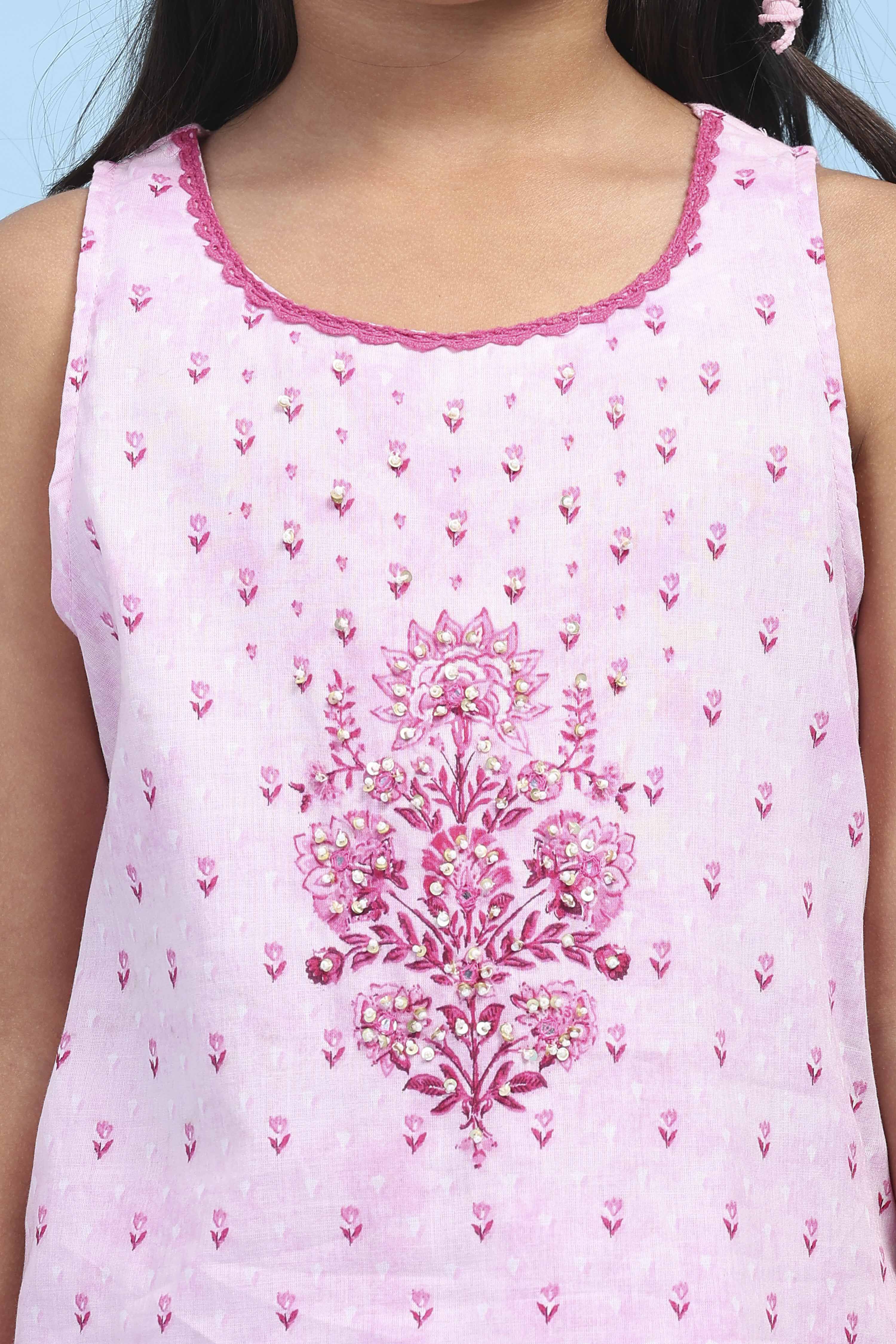 Pink Cotton Printed Straight Suit Set image number 1