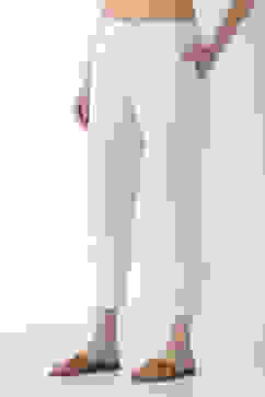 Off White Cotton Slim Pants image number 2