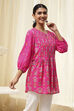 Pink Straight Printed Short Kurta image number 4