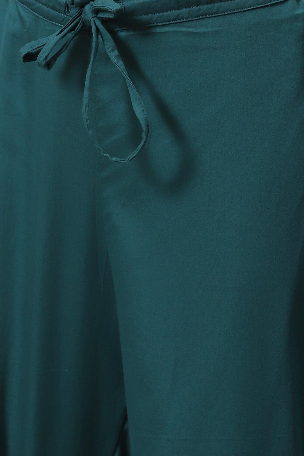 Bottle Blue Printed Cotton Straight Suit Set image number 2