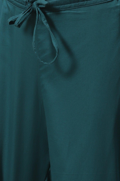 Bottle Blue Printed Cotton Straight Suit Set image number 2