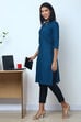 Peach Cotton Flax Kurta image number 4