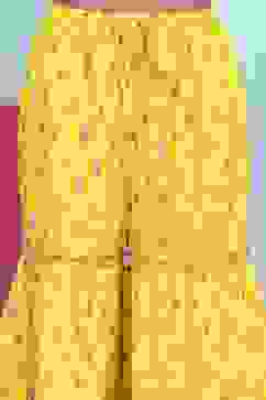 Yellow Cotton Printed Peplum Suit Set image number 2