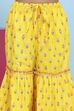 Yellow Cotton Printed Peplum Suit Set image number 2