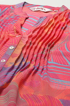 Pink Polyester Straight Kurta image number 1
