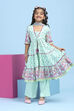 Green Cotton Printed Tiered Suit Set image number 0