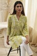 Lime Green Printed Straight Short Kurta image number 6