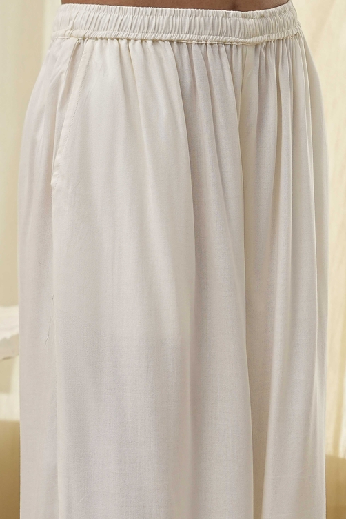 Navy Blue Viscose Solid Straight Palazzos image number 1